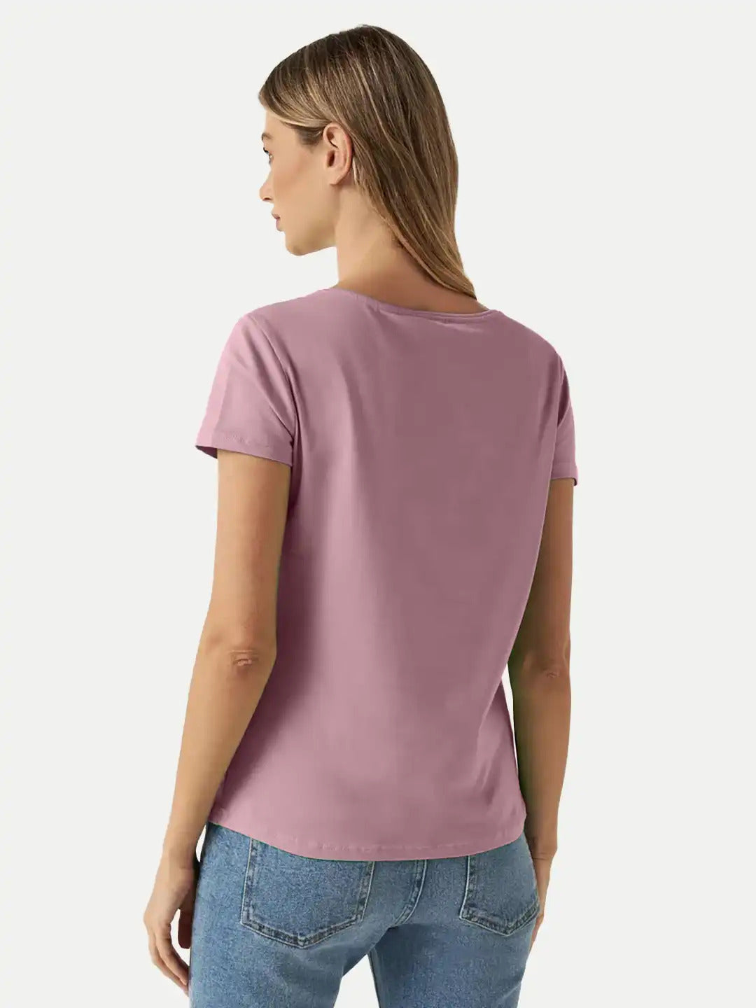 Radprix Women Baby Pink Round Crew neck T-shirt