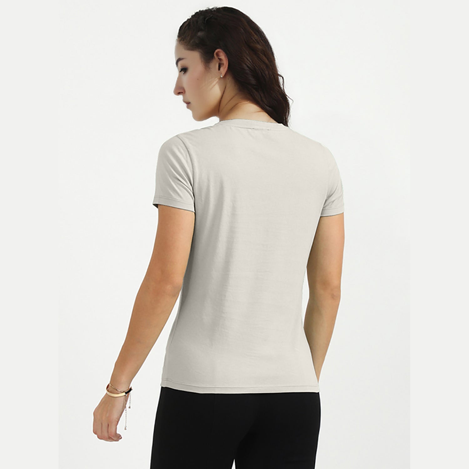 Radprix Women Off white V neck T-shirt