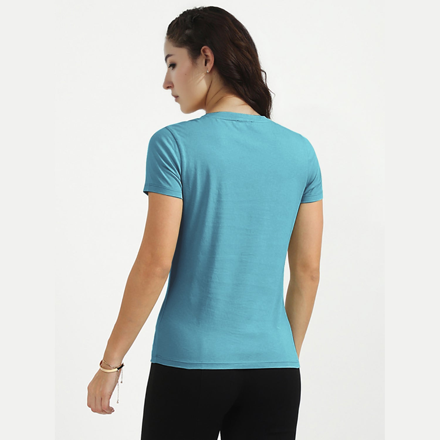 Radprix Women Aqua V neck T-shirt