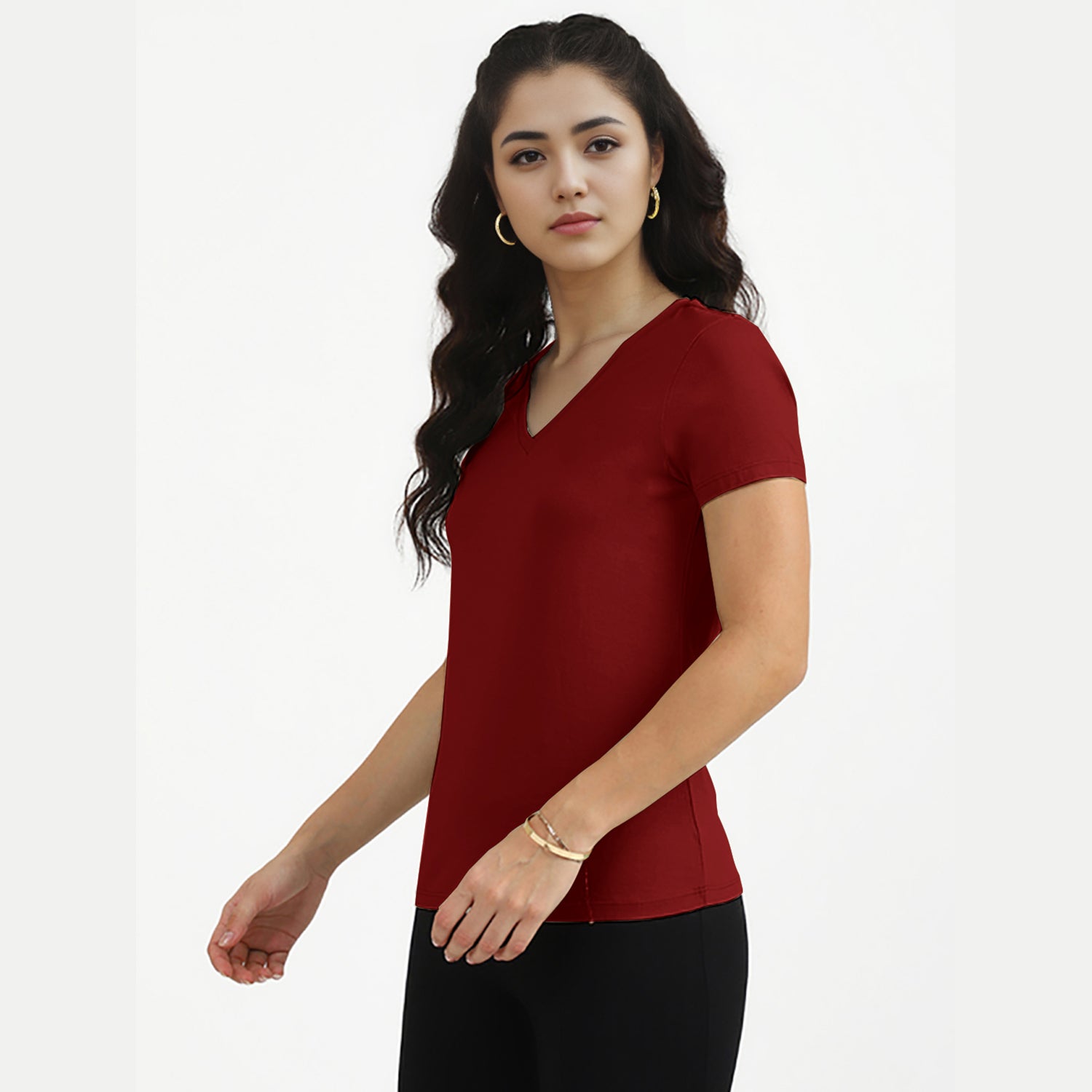 Radprix Women Red V neck T-shirt