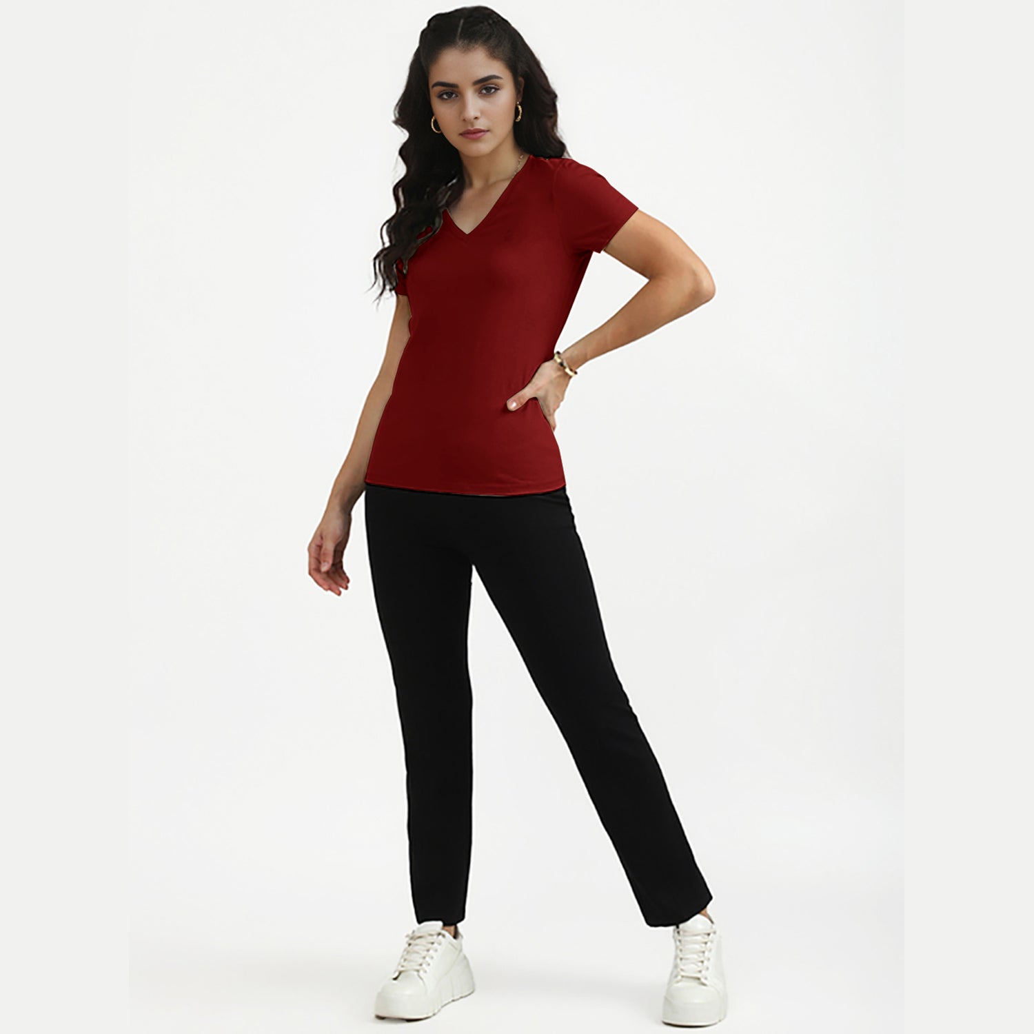 Radprix Women Red V neck T-shirt