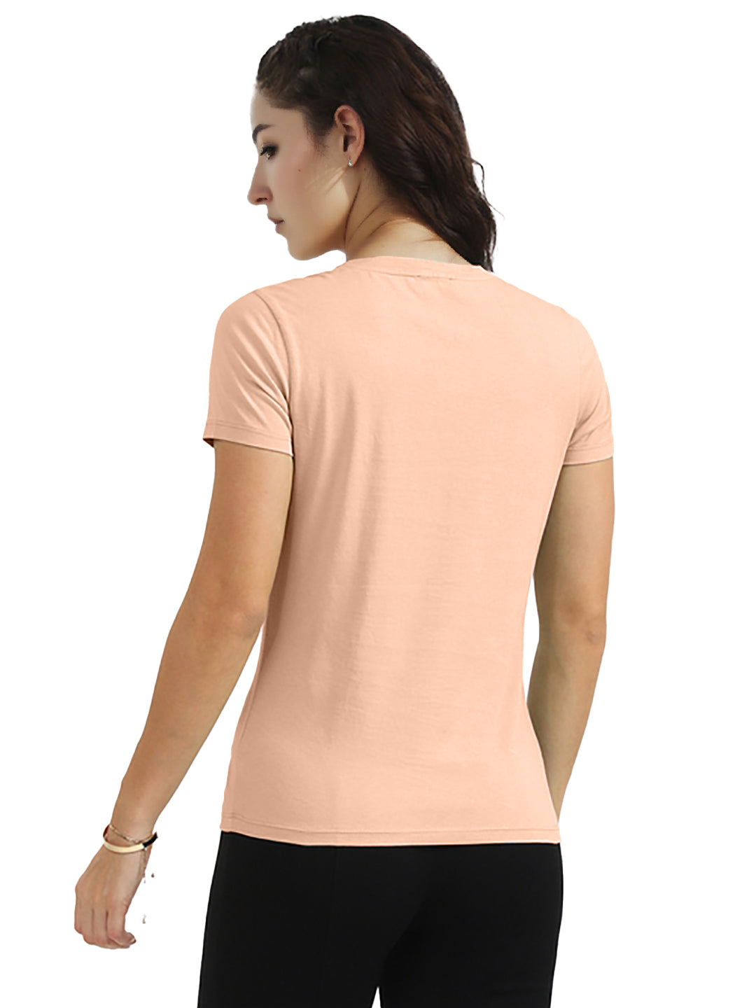 Radprix Women Peach V neck T-shirt