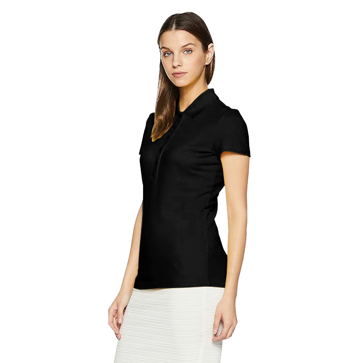 Radprix Women Black Polo Neck T-shirt