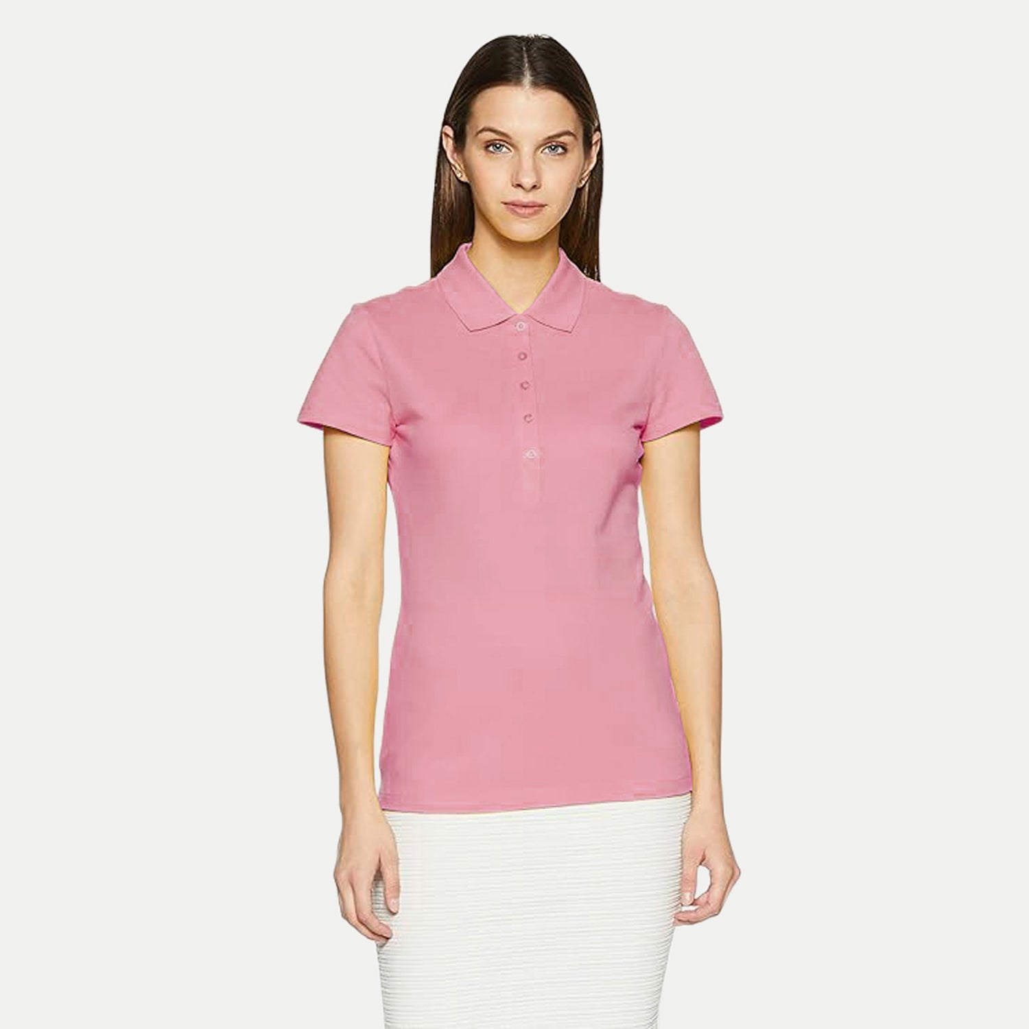 Radprix Women Pink Polo Neck T-shirt