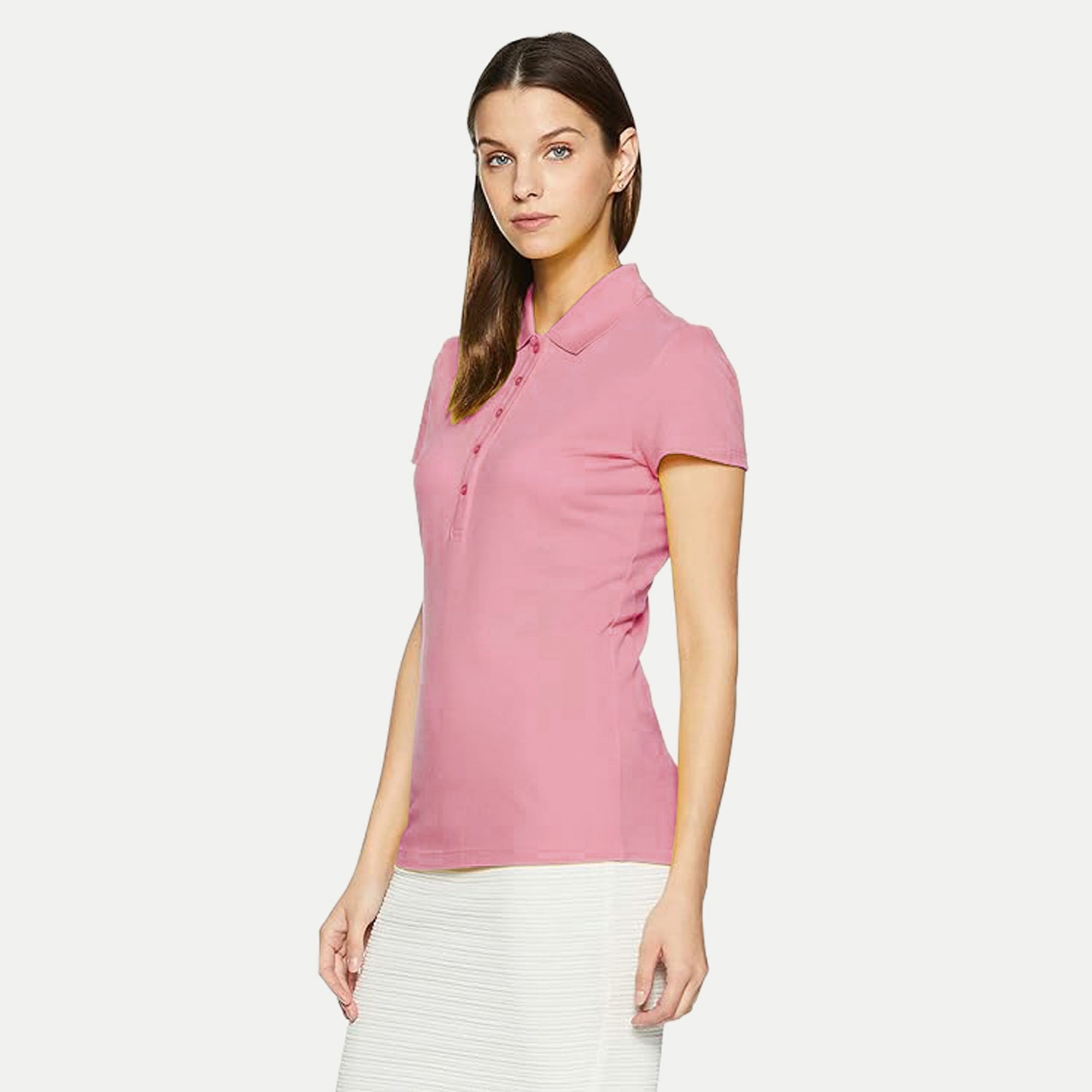 Radprix Women Pink Polo Neck T-shirt