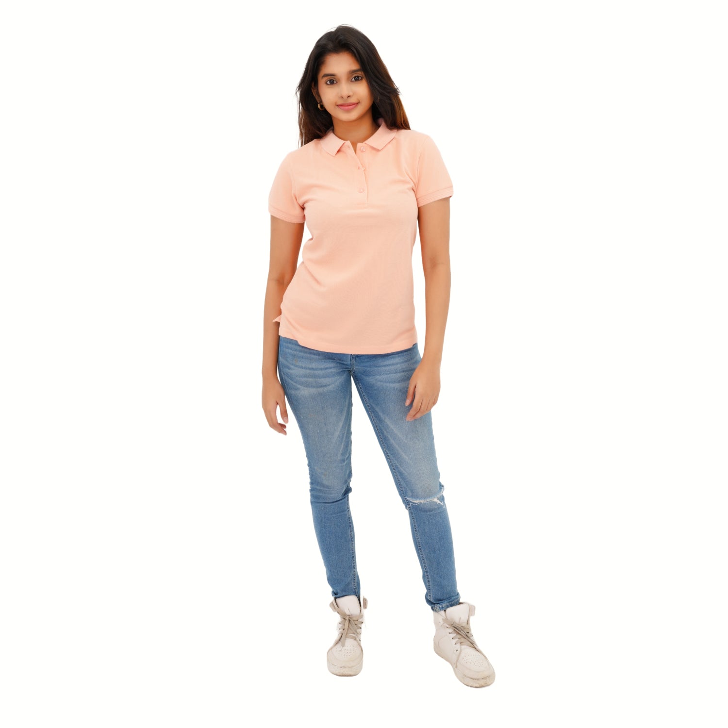 Radprix Women Peach Polo T-shirt