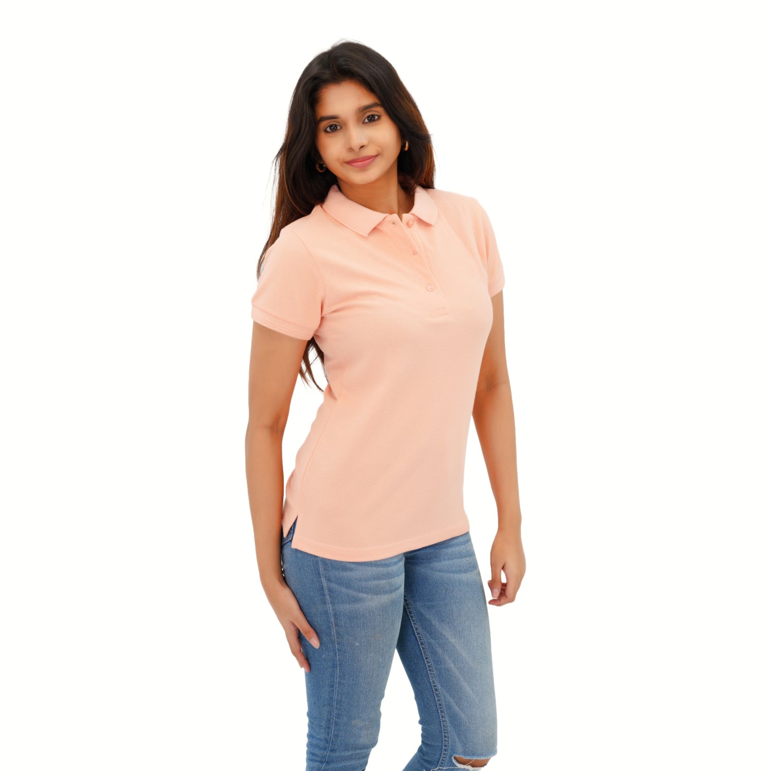 Radprix Women Peach Polo T-shirt