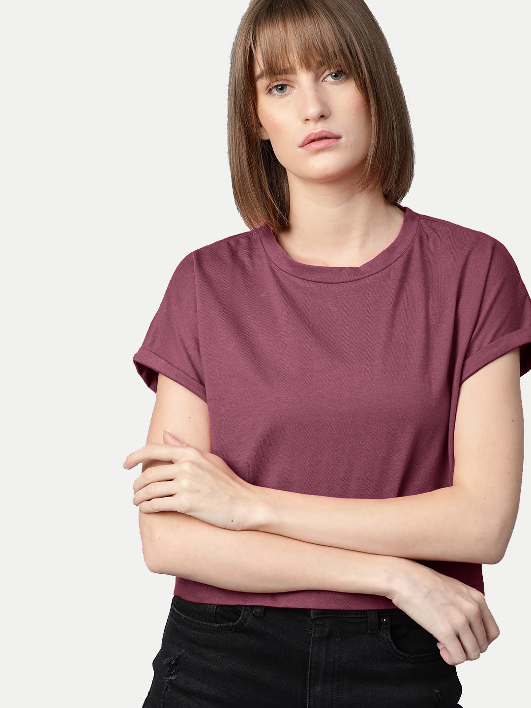 Radprix Women Wine Color T-shirt