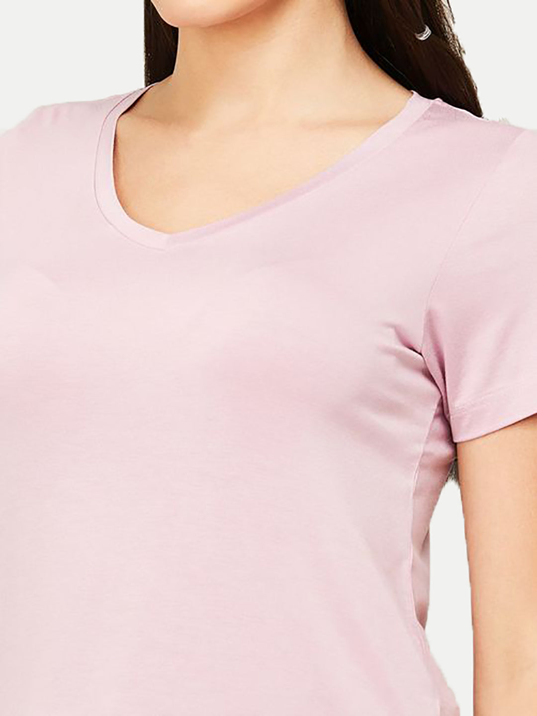 Radprix Women Basic Pink V Neck T-shirt