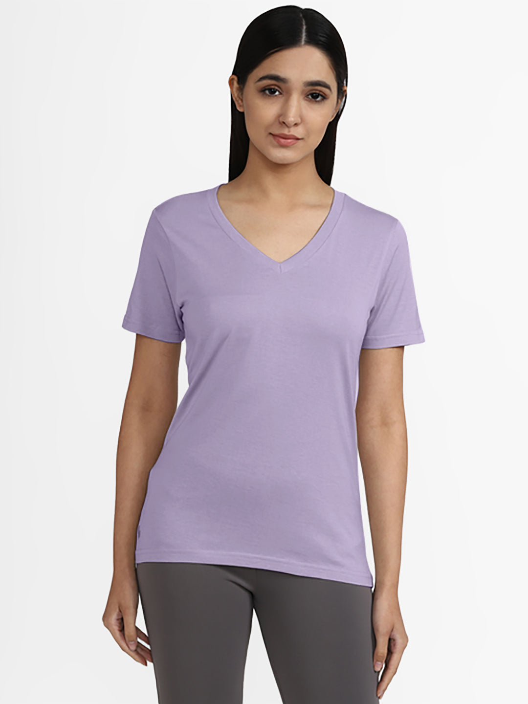 Radprix Women Basic Violet V Neck T-shirt