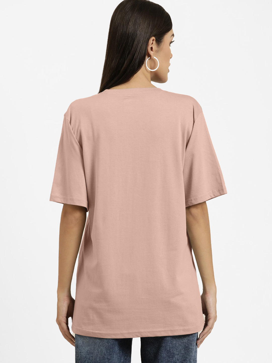 Radprix Women Basic Peach Crew Neck T-shirt