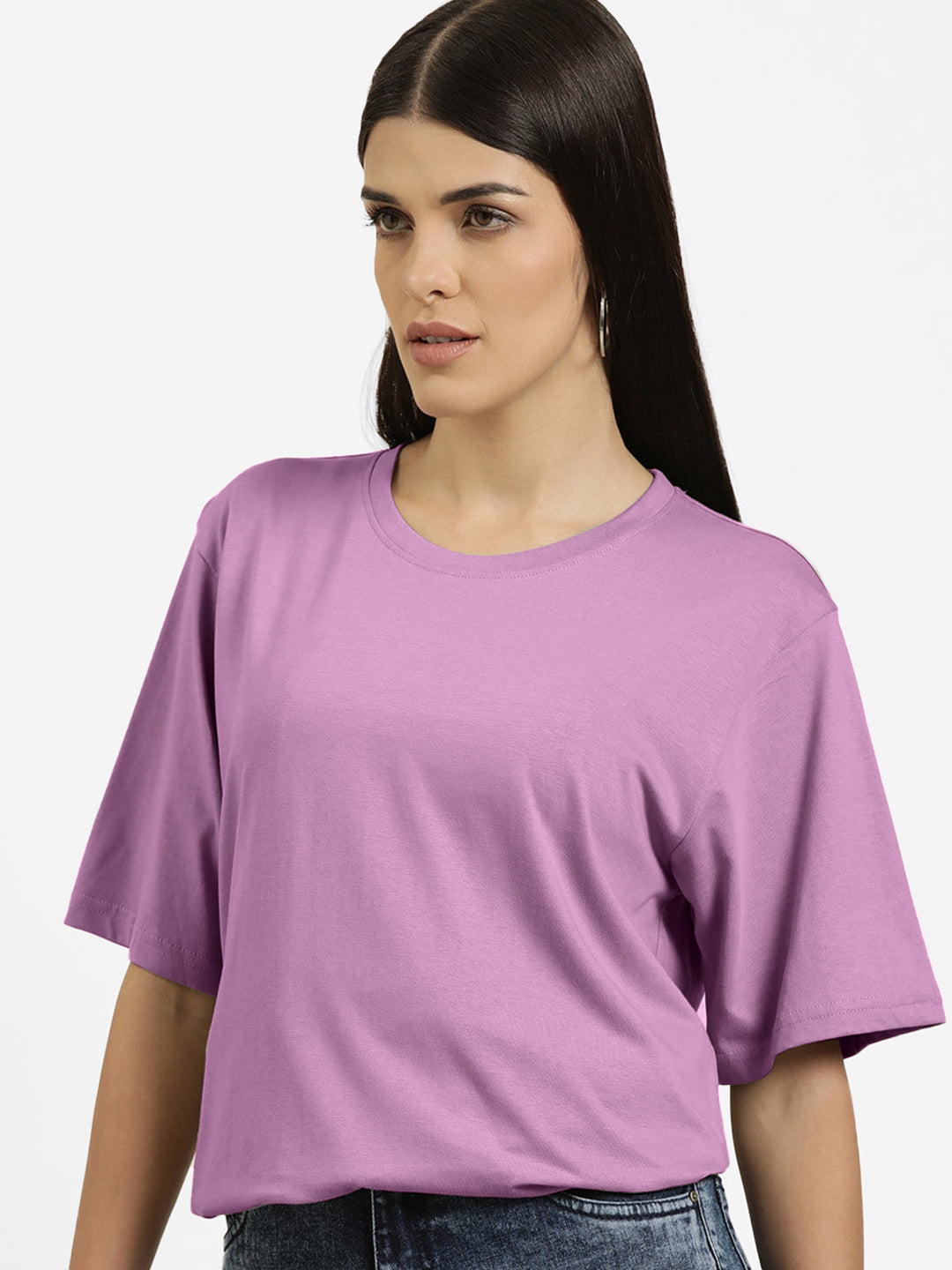 Radprix Women Basic Violet Crew Neck T-shirt