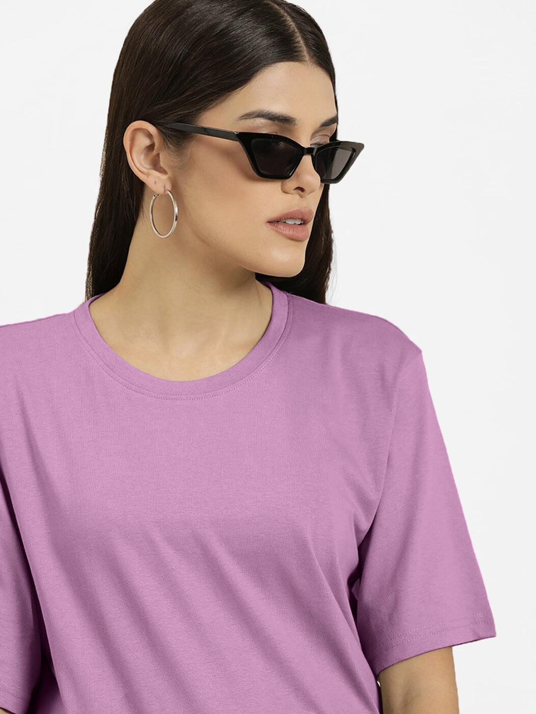 Radprix Women Basic Violet Crew Neck T-shirt