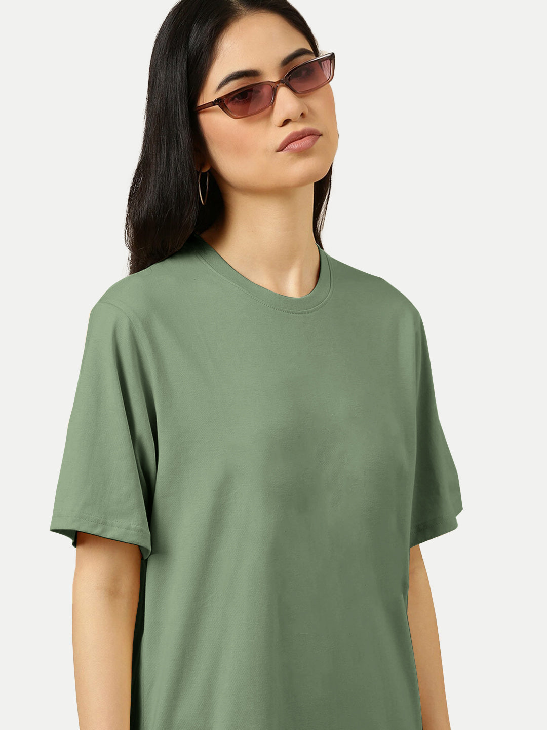 Radprix Women Basic Dark Green Crew Neck T-shirt