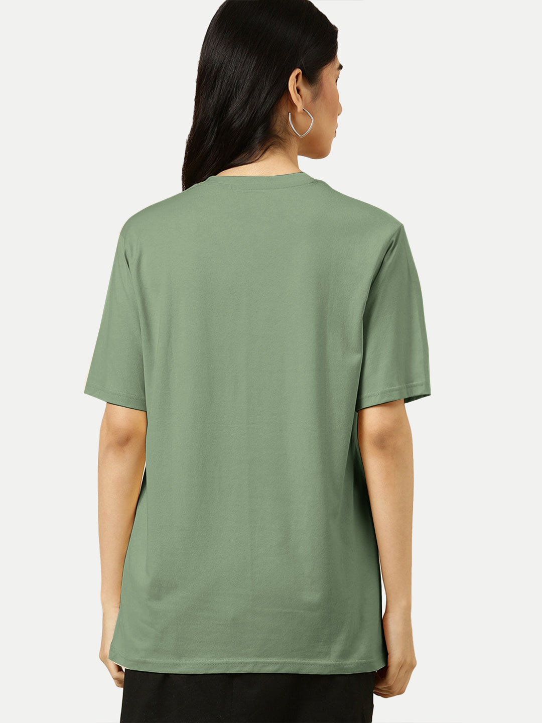 Radprix Women Basic Dark Green Crew Neck T-shirt