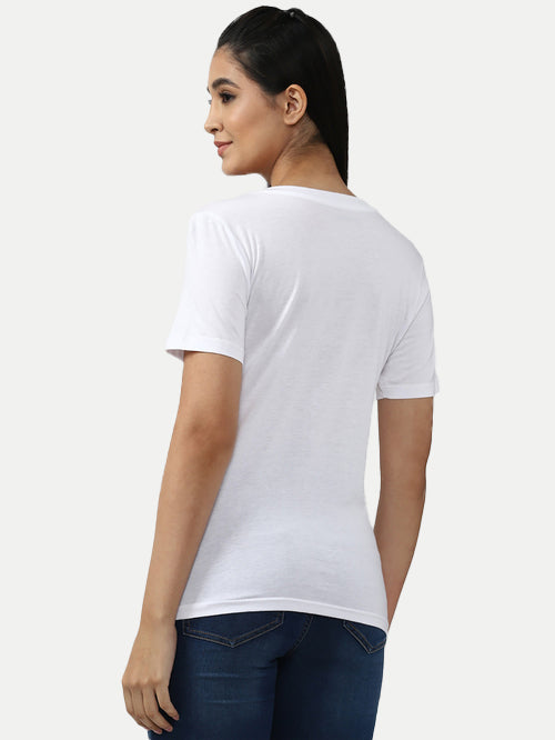 Radprix Women Solid White V Neck T-Shirts