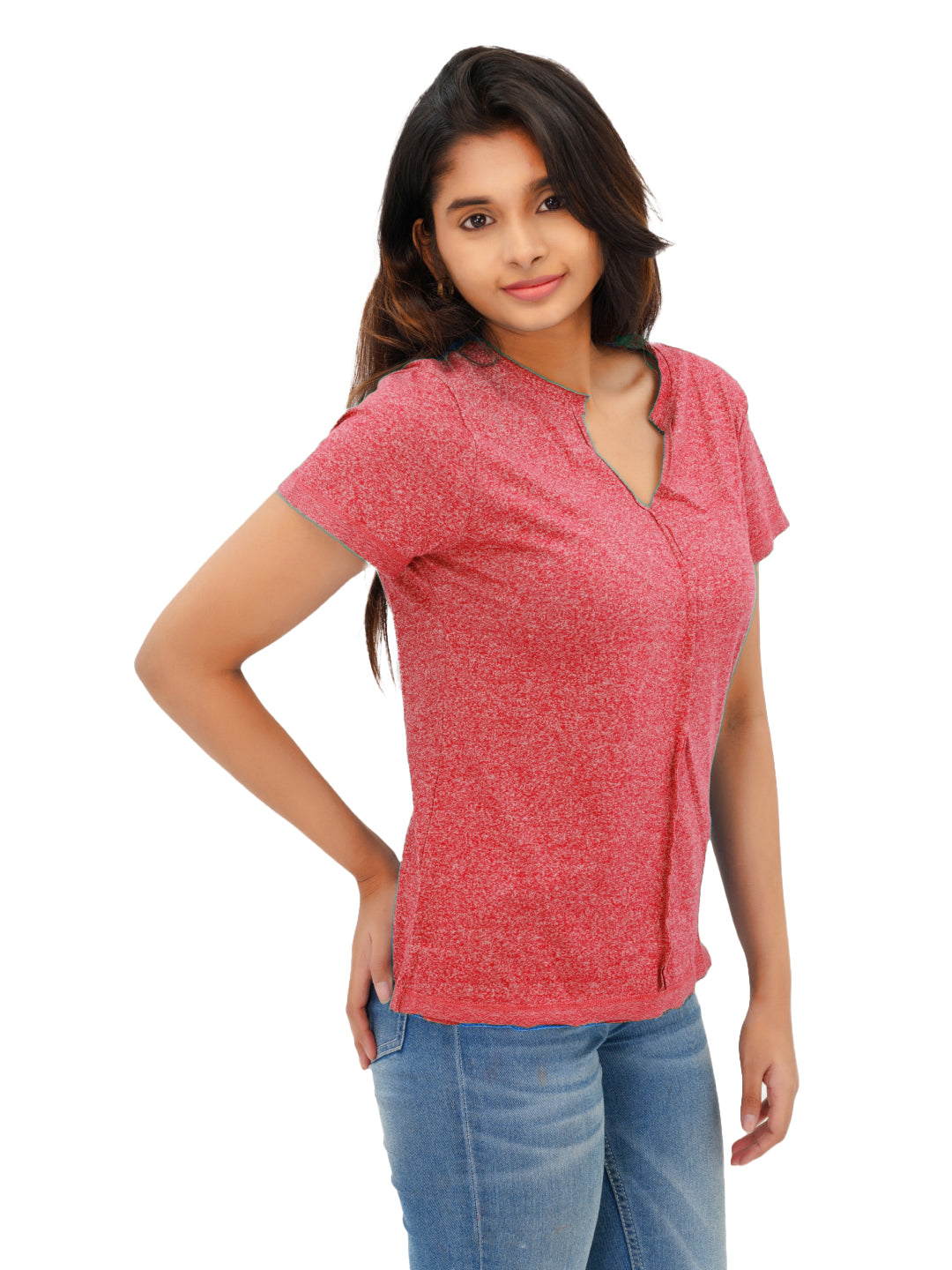 Radprix Women Red Melange Fashion Tees