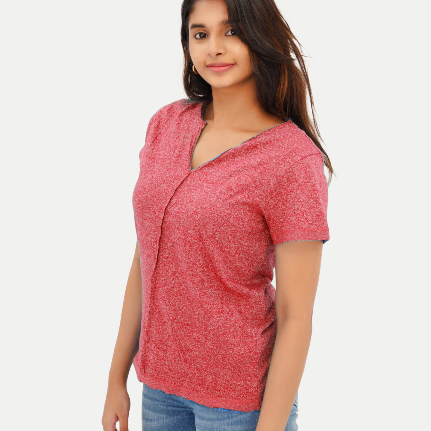 Radprix Women Red Melange Fashion Tees