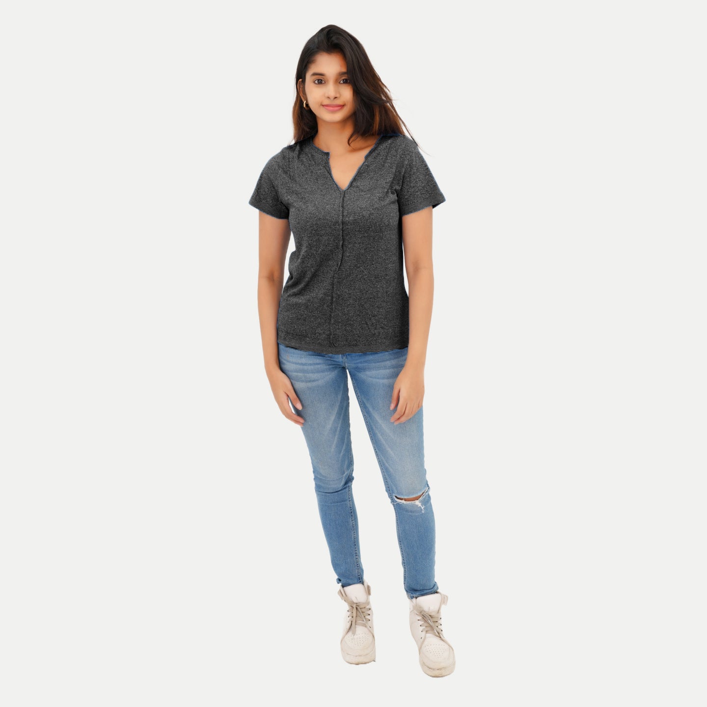 Radprix Women Black Melange Fashion Tees