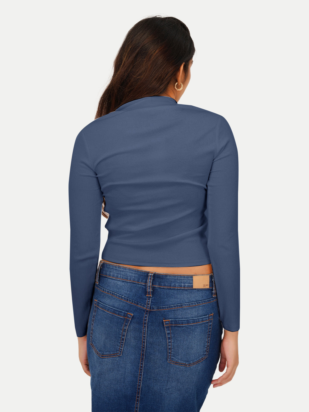 Radprix Women Dark blue Zipper Ribbed Tees