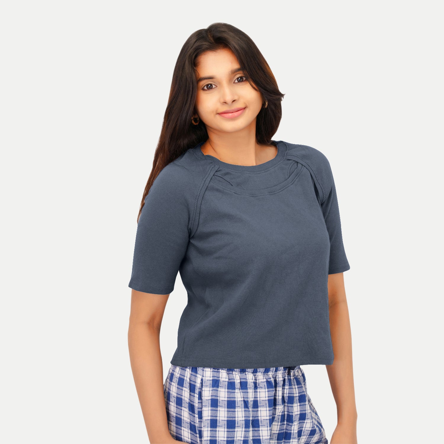 Radprix Women Grey Crop Tees