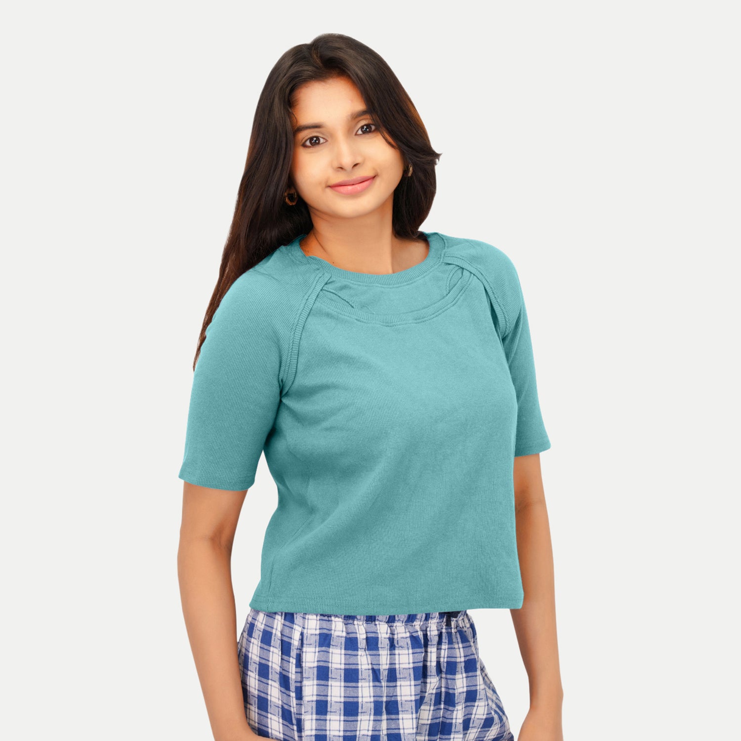 Radprix Women Aqua Crop Tees