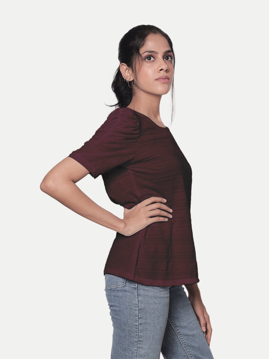 Radprix Women Basic Marroon Tshirt