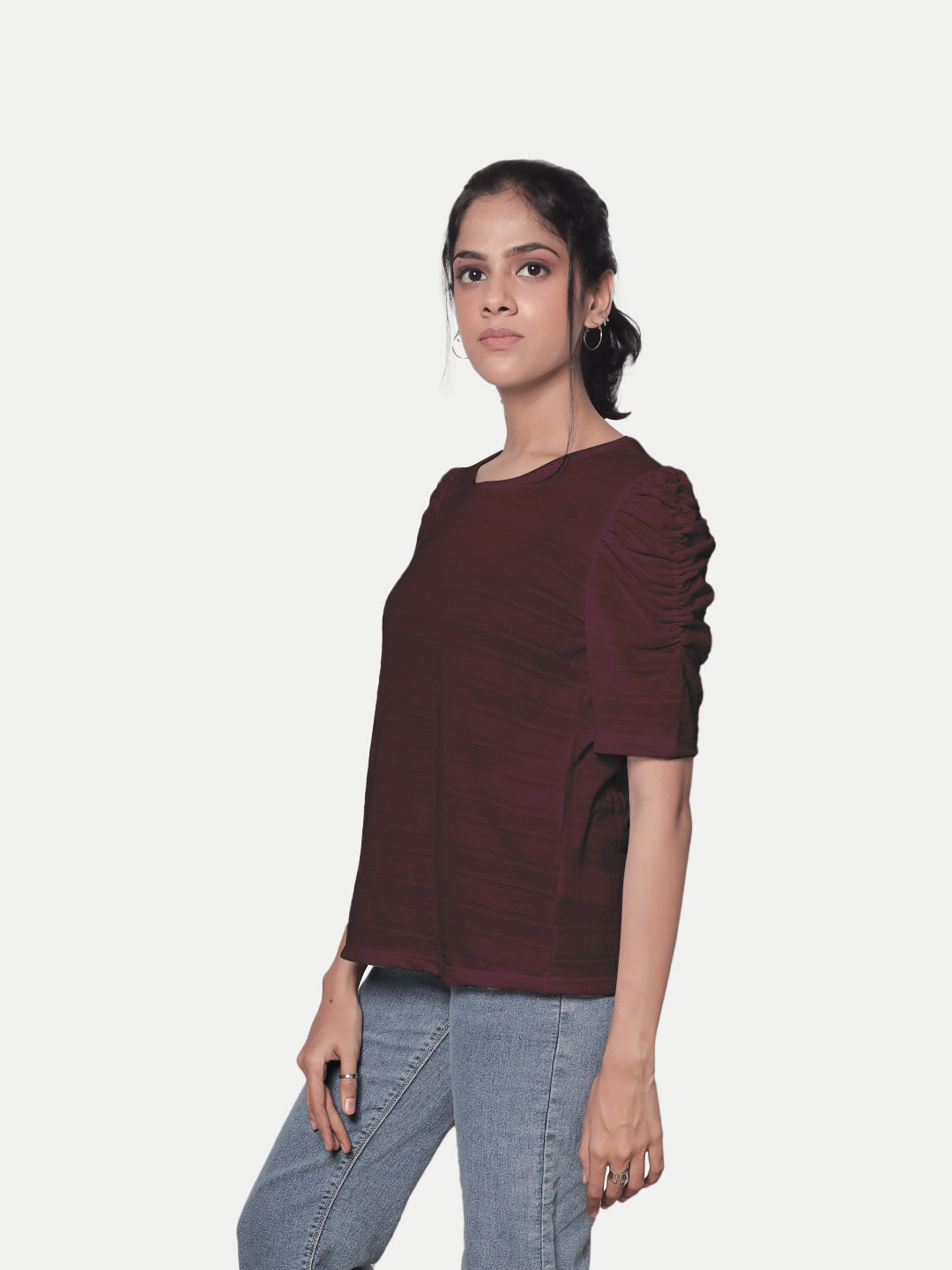 Radprix Women Basic Marroon Tshirt