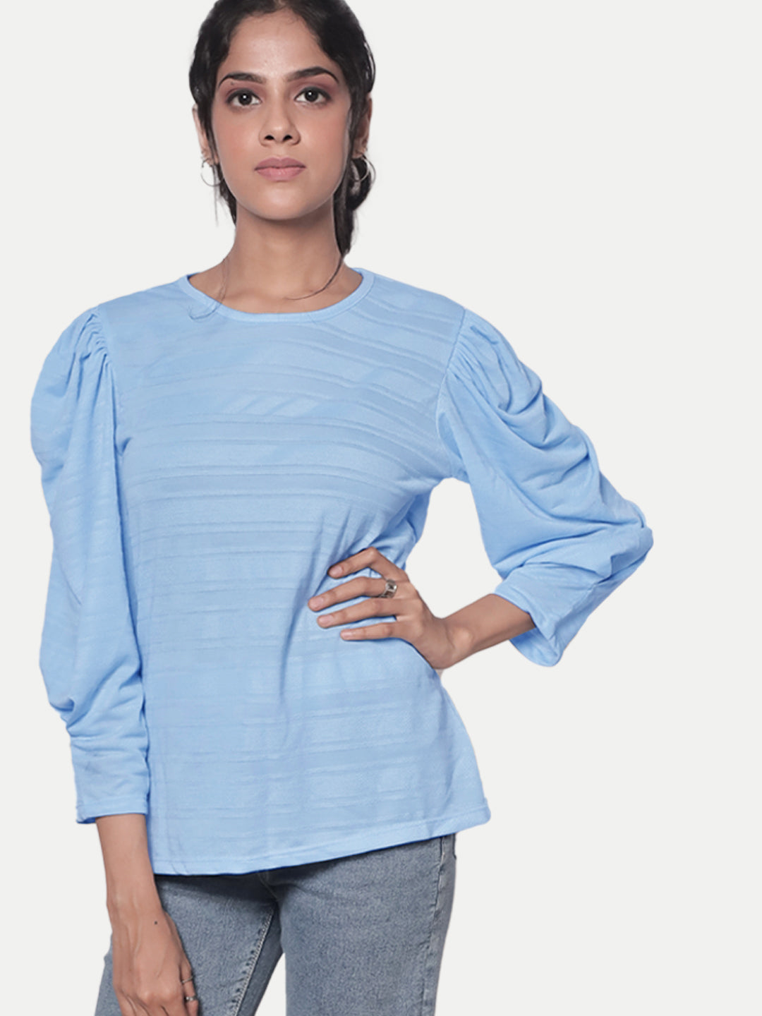 Radprix Women Light Blue Full Sleeve Top