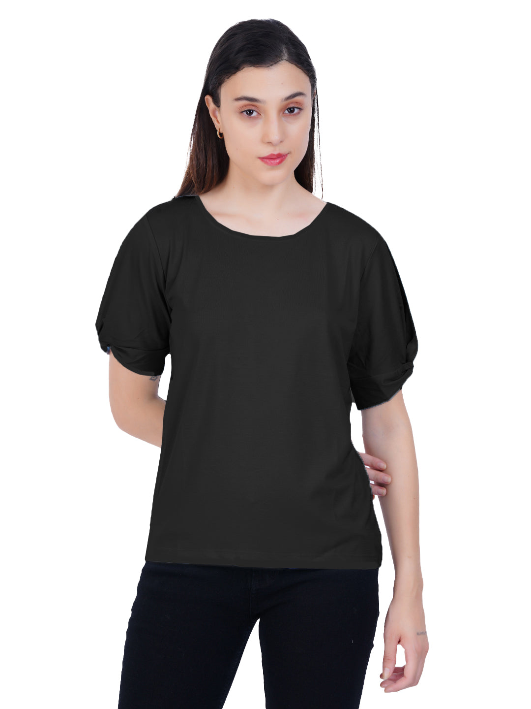 Radprix Women Black Round neck Tops