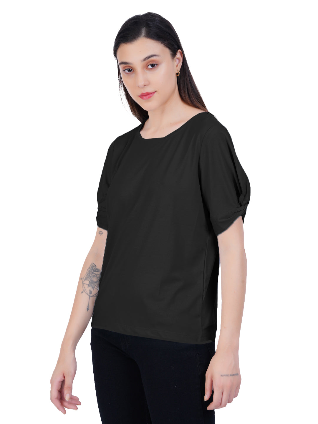 Radprix Women Black Round neck Tops