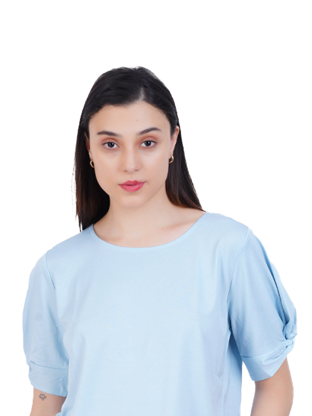 Radprix Women Sky Blue Round neck Tops