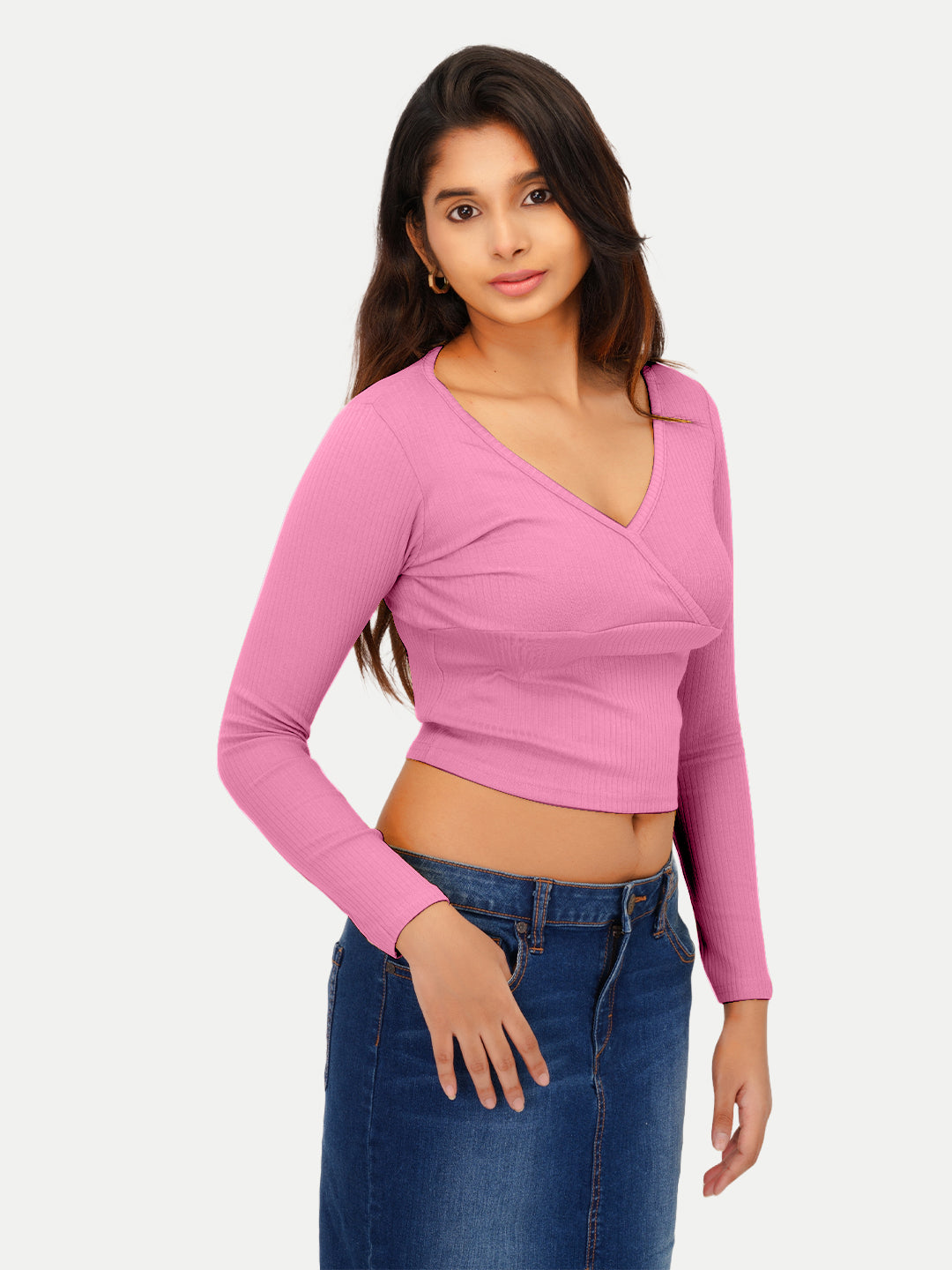 Radprix Women Light Pink V-Neck Tees