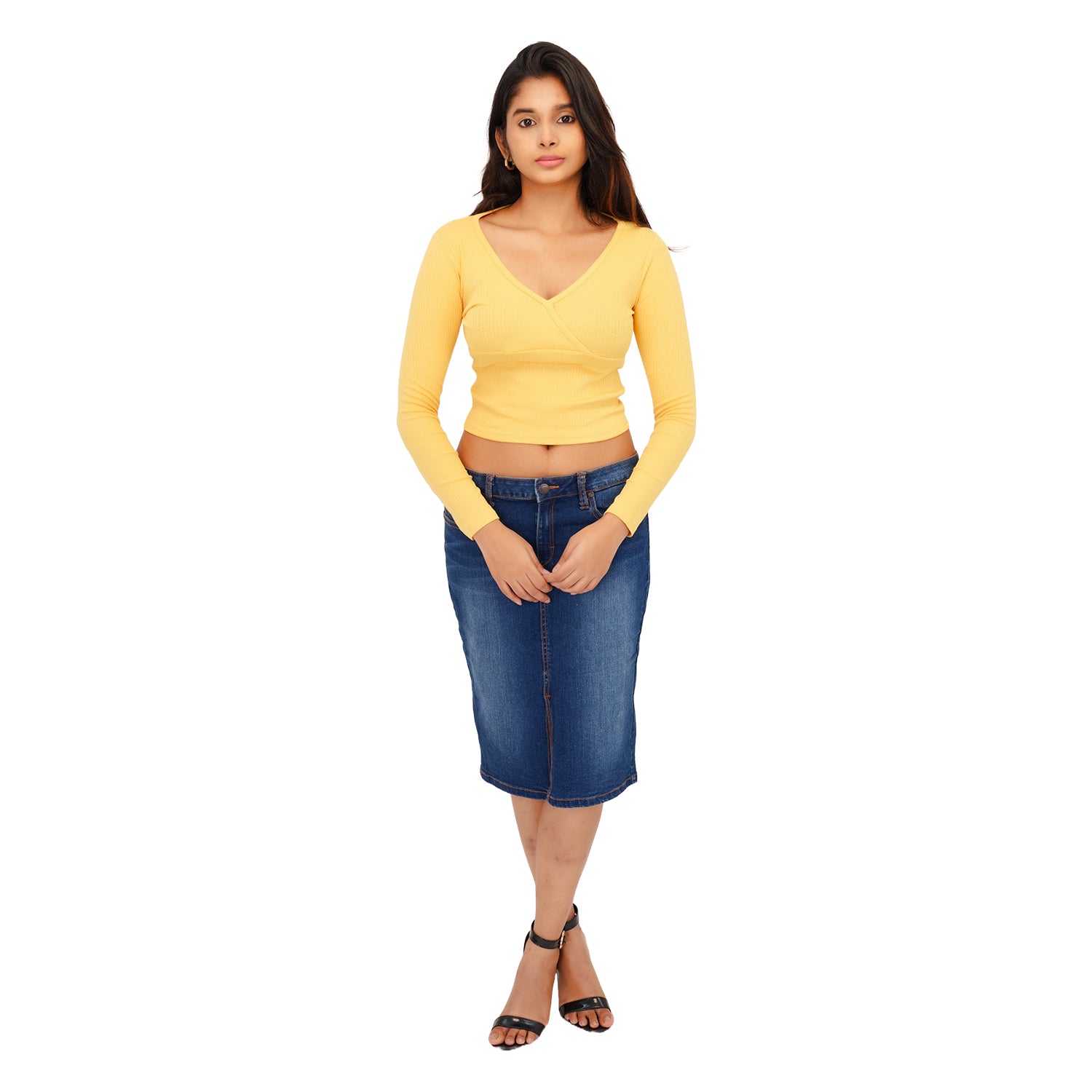 Radprix Women Mustard V-Neck Tees