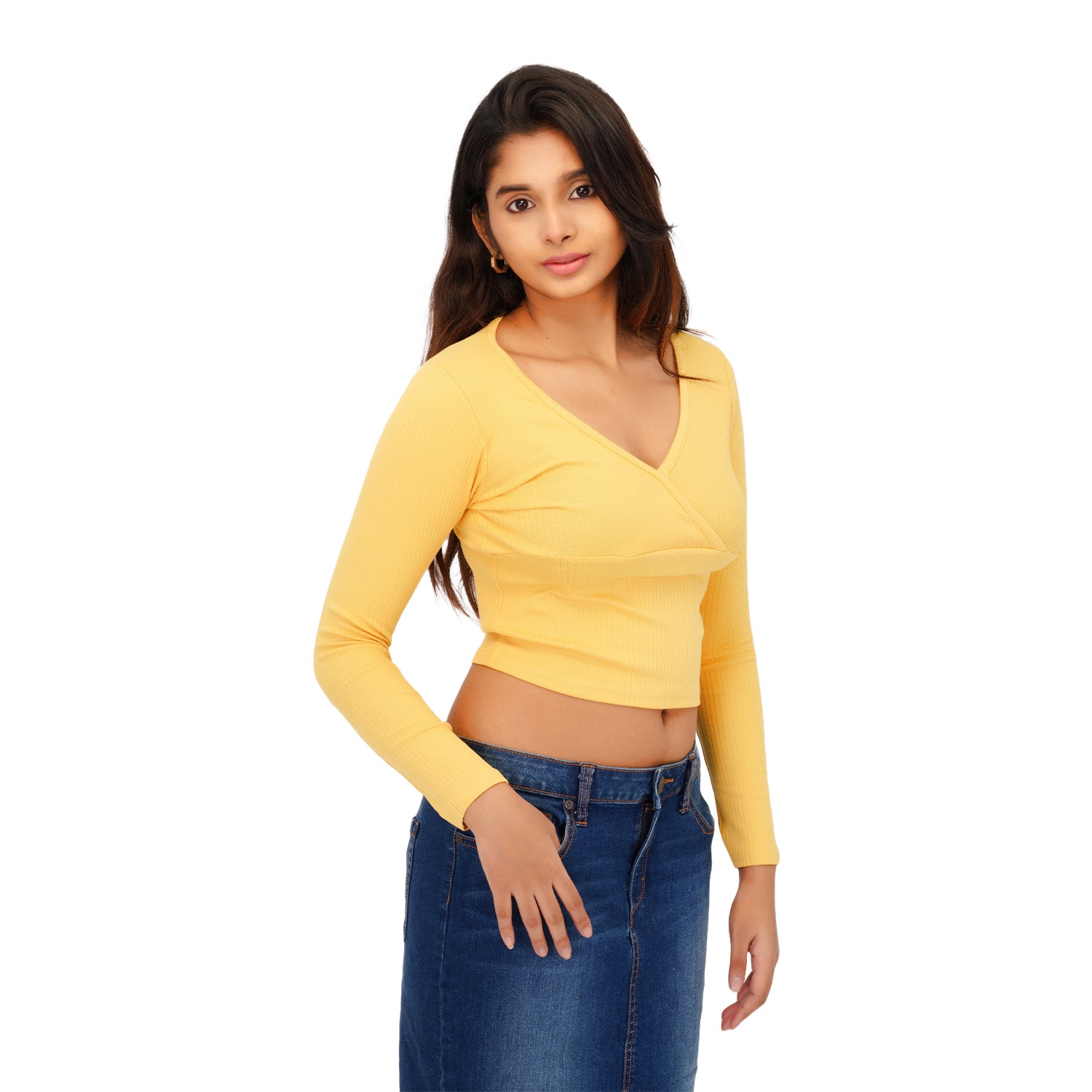 Radprix Women Mustard V-Neck Tees