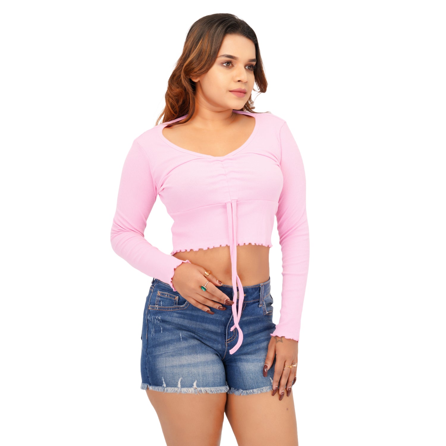 Radprix Women Baby Pink V-Neck Tees