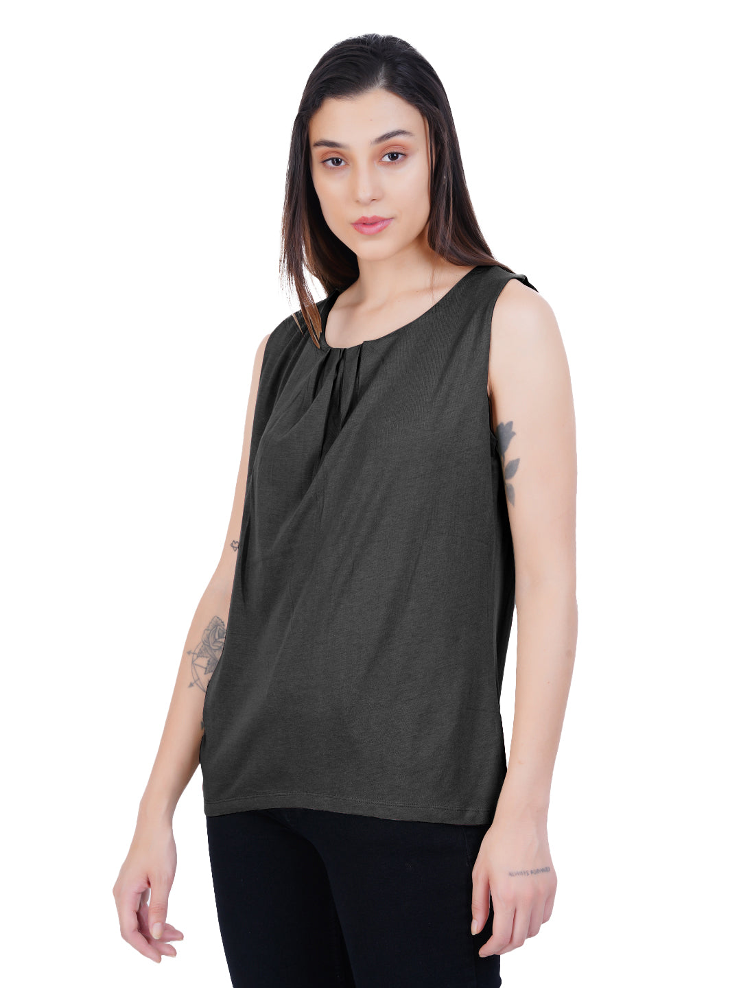 Radprix Women Black Sleeveless Tanktop