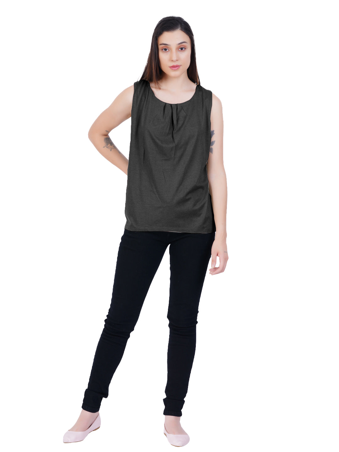 Radprix Women Black Sleeveless Tanktop