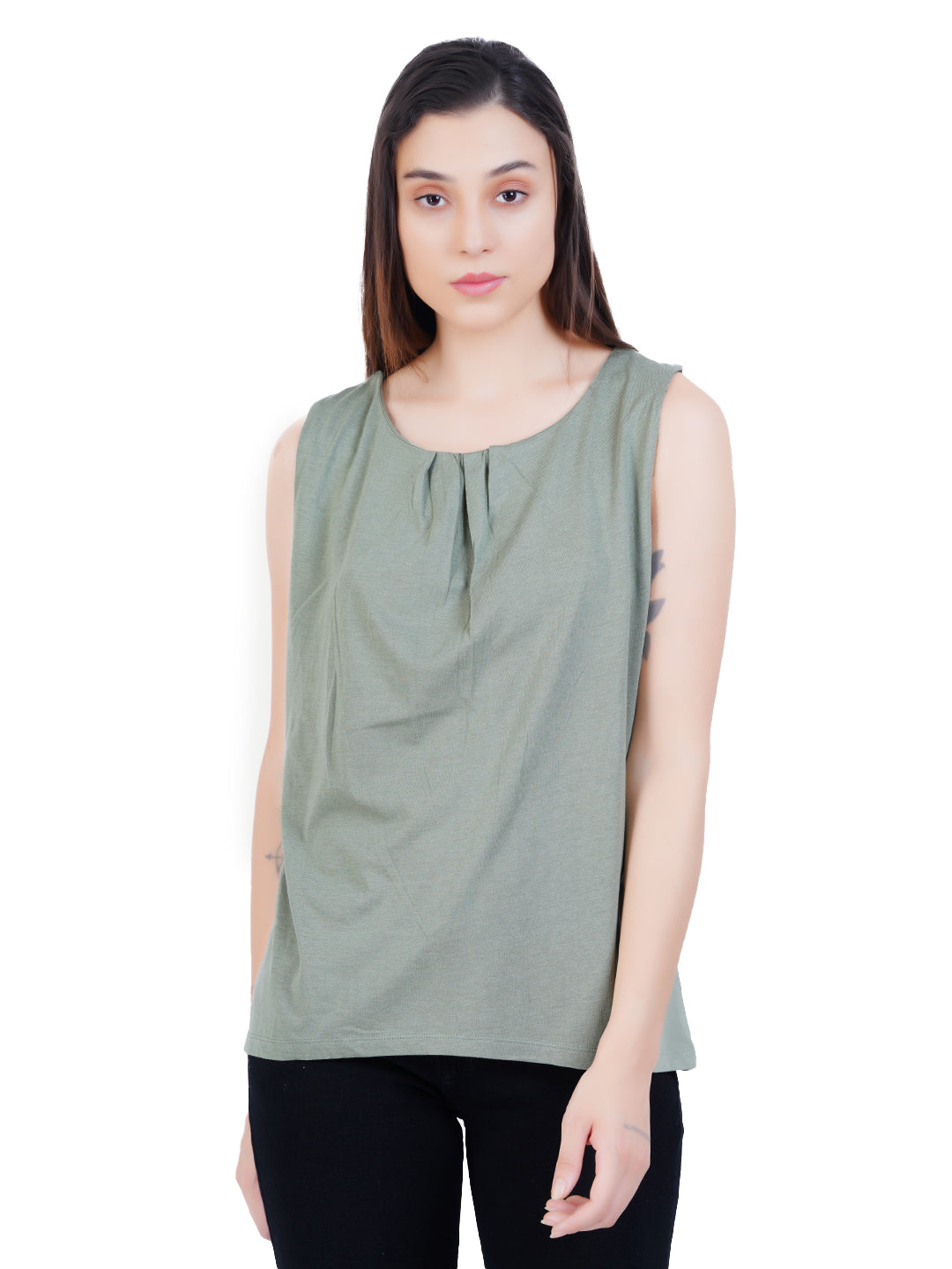 Radprix Women Pista Green Sleeveless Tanktop