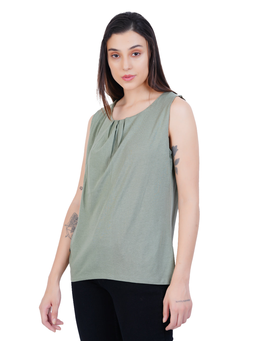 Radprix Women Pista Green Sleeveless Tanktop