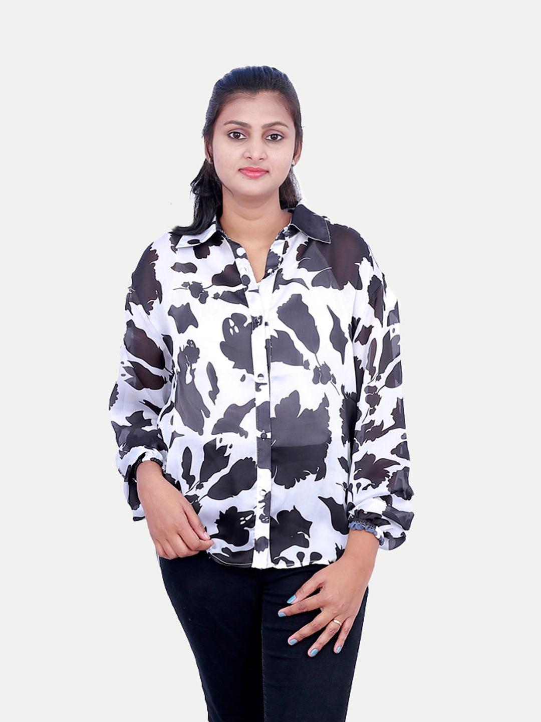 Radprix Women Black All Over Printed Shirt