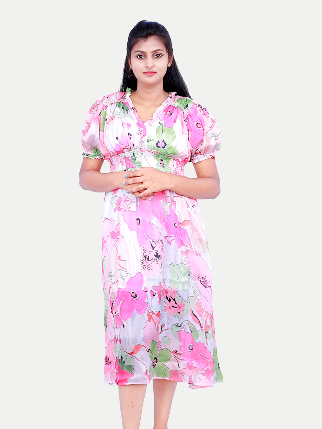 Radprix Women Pink All Over Printed Midi Dress