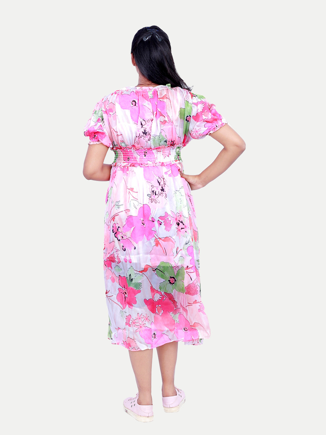 Radprix Women Pink All Over Printed Midi Dress