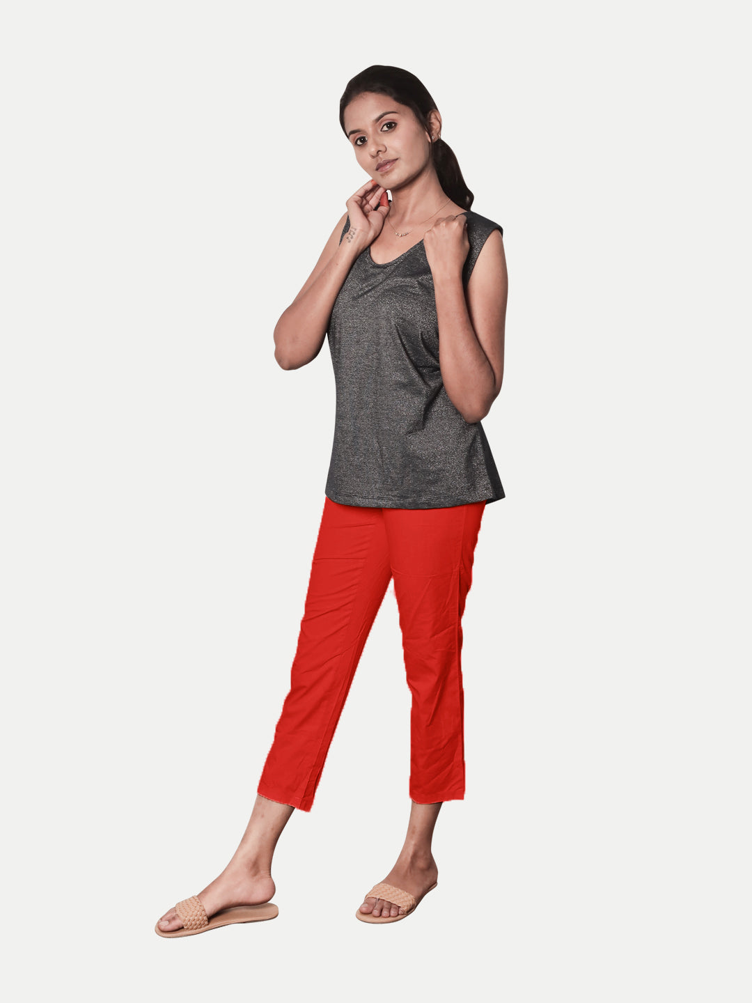 Radprix Women Dark Red Capri Pants