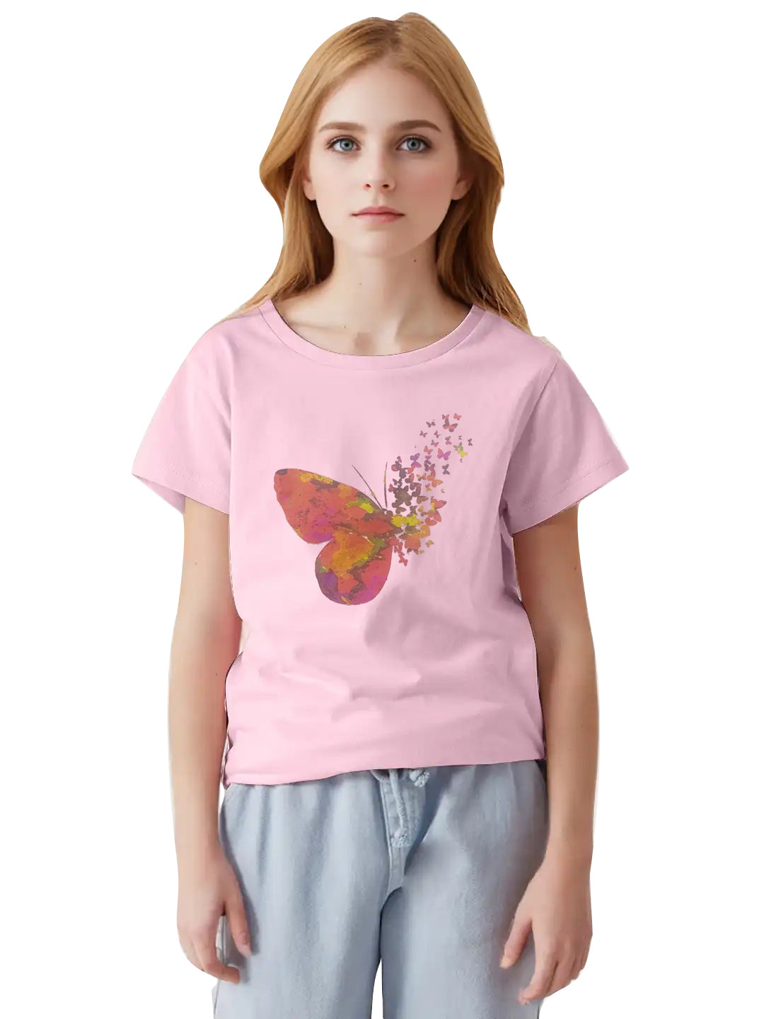 Radprix Kid Girls Pink Printed Crew Neck T-shirt