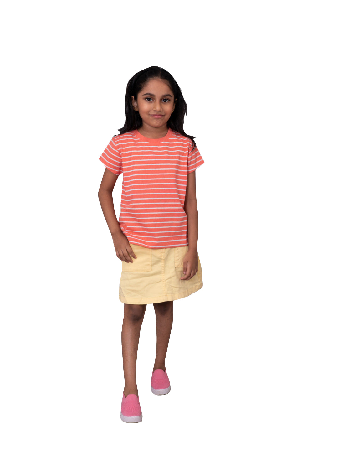 Radprix Girls Dark Red Round neck Stripe T-shirt