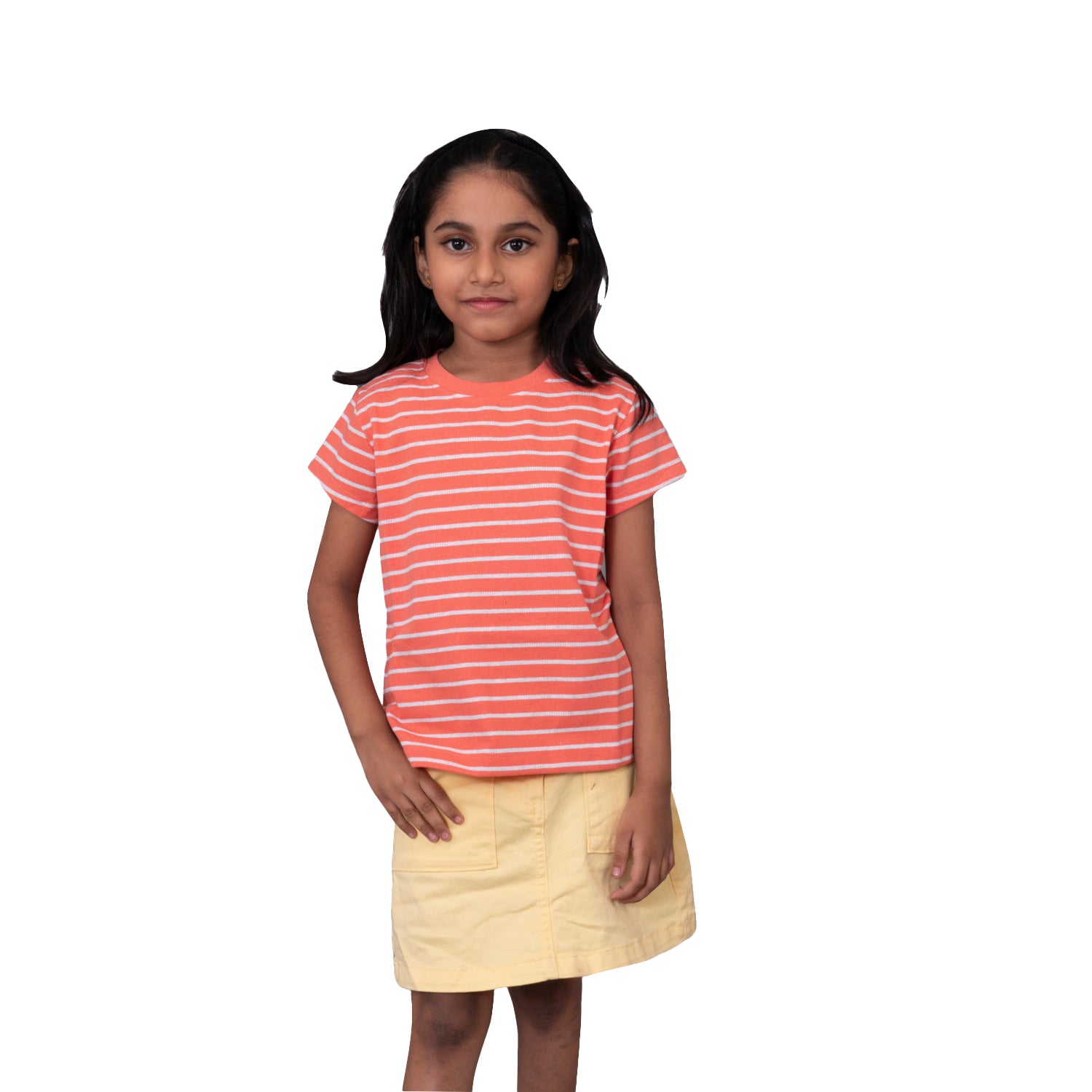 Radprix Girls Dark Red Round neck Stripe T-shirt