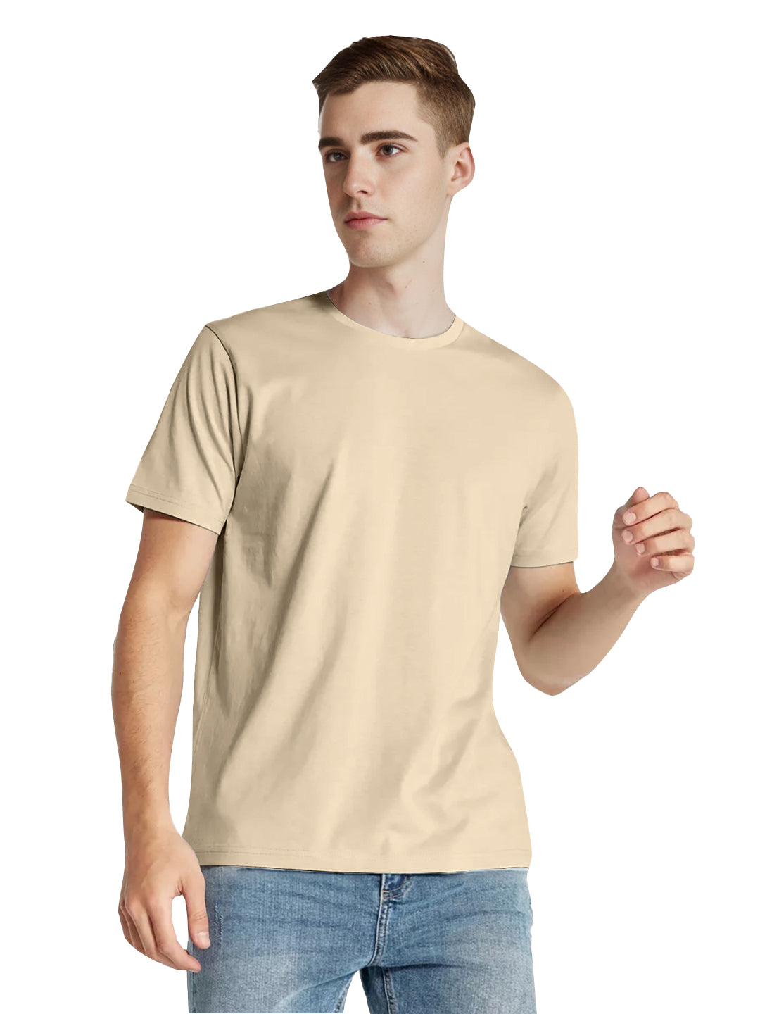 Radprix Men Beige Crew neck T-shirt