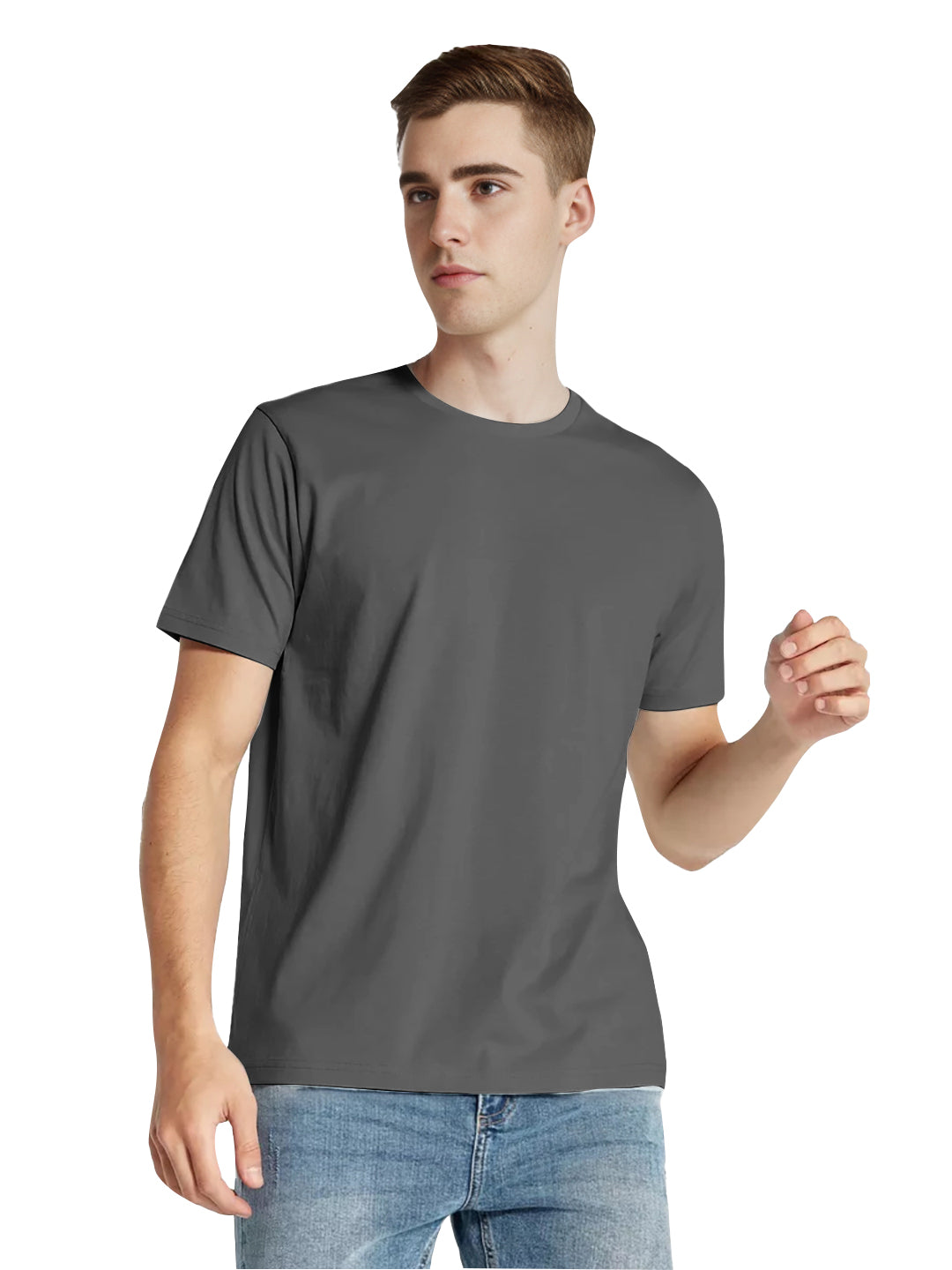 Radprix Men Dark Grey Crew neck T-shirt