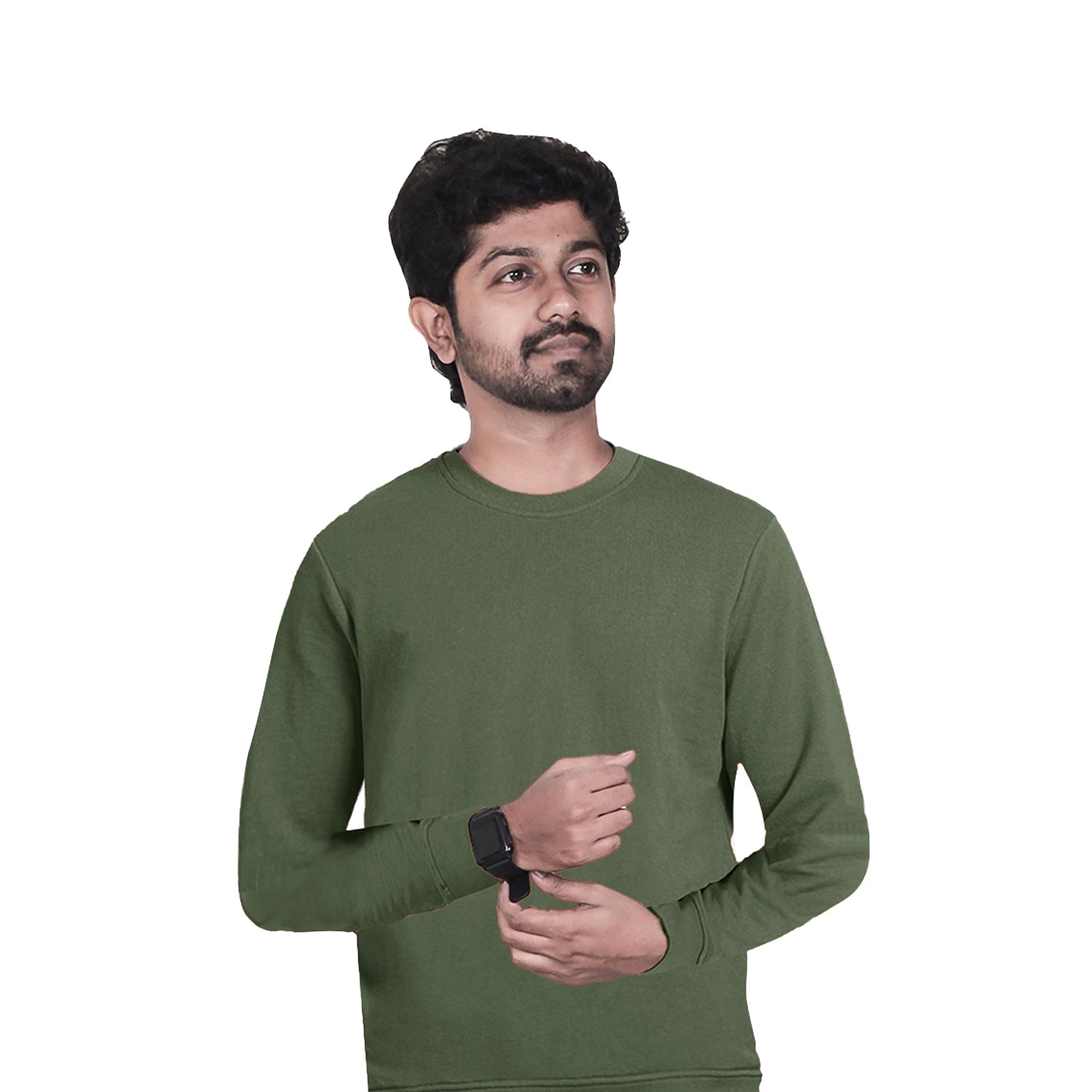 Radprix Men Solid Green Regular Fit Pullover Sweatshirt